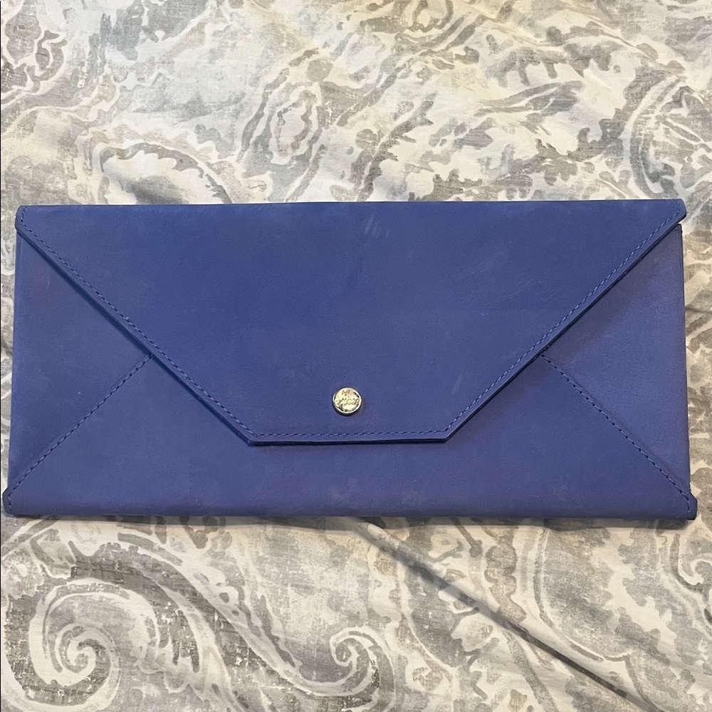 Abas Periwinkle blue leather Envelope Clutch